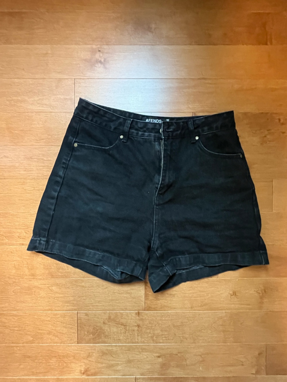 Afends Black High-Rise Denim Shorts